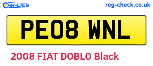PE08WNL are the vehicle registration plates.