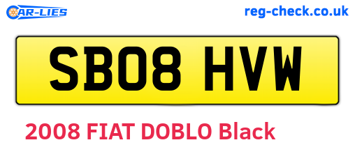 SB08HVW are the vehicle registration plates.