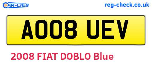 AO08UEV are the vehicle registration plates.