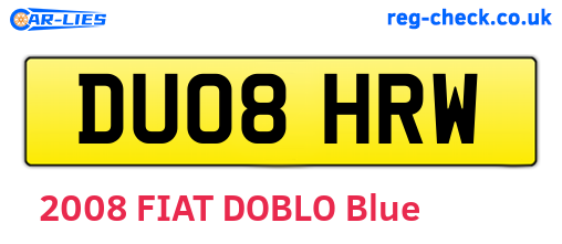 DU08HRW are the vehicle registration plates.