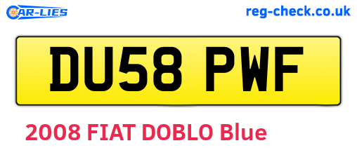 DU58PWF are the vehicle registration plates.