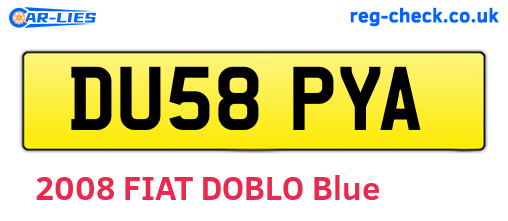 DU58PYA are the vehicle registration plates.