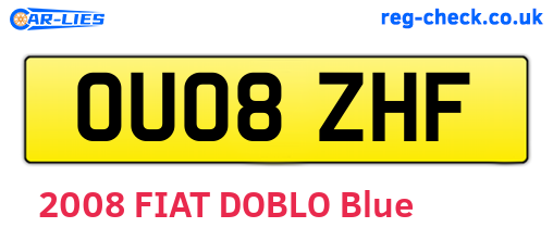 OU08ZHF are the vehicle registration plates.
