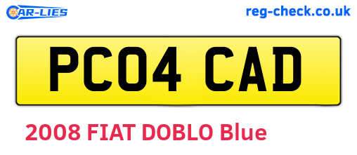 PC04CAD are the vehicle registration plates.