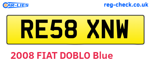 RE58XNW are the vehicle registration plates.