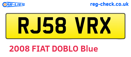 RJ58VRX are the vehicle registration plates.