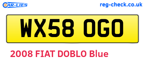 WX58OGO are the vehicle registration plates.