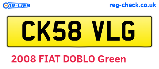 CK58VLG are the vehicle registration plates.
