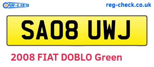 SA08UWJ are the vehicle registration plates.