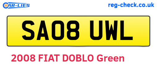 SA08UWL are the vehicle registration plates.