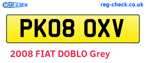 PK08OXV are the vehicle registration plates.