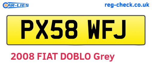 PX58WFJ are the vehicle registration plates.