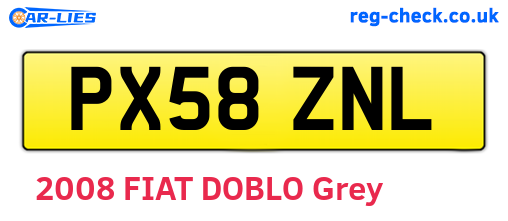 PX58ZNL are the vehicle registration plates.