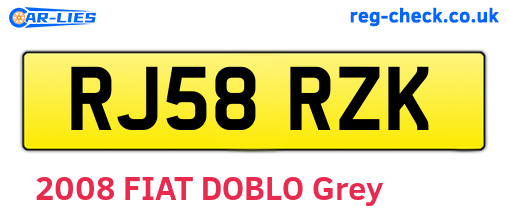 RJ58RZK are the vehicle registration plates.