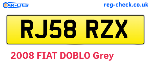RJ58RZX are the vehicle registration plates.