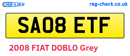 SA08ETF are the vehicle registration plates.