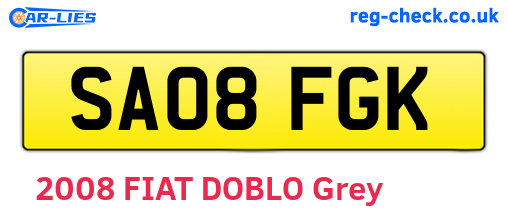 SA08FGK are the vehicle registration plates.
