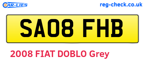 SA08FHB are the vehicle registration plates.