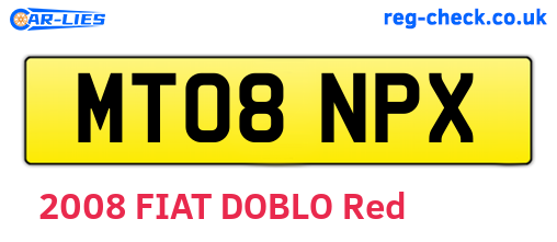 MT08NPX are the vehicle registration plates.