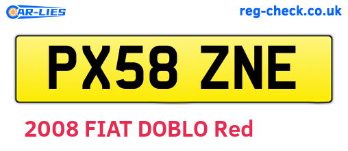 PX58ZNE are the vehicle registration plates.