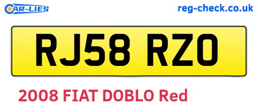 RJ58RZO are the vehicle registration plates.