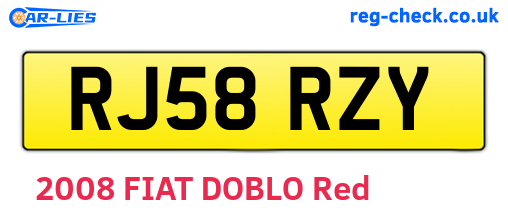 RJ58RZY are the vehicle registration plates.