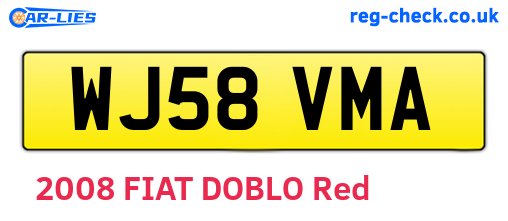 WJ58VMA are the vehicle registration plates.