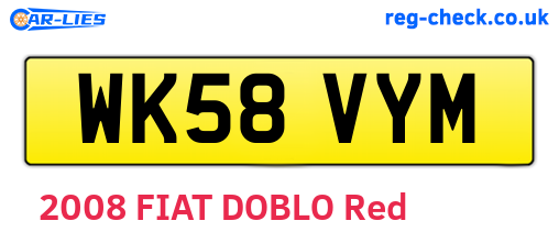 WK58VYM are the vehicle registration plates.