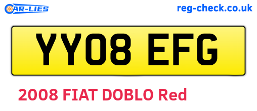 YY08EFG are the vehicle registration plates.