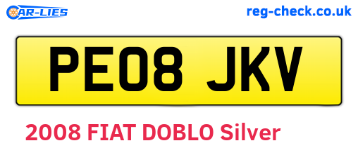 PE08JKV are the vehicle registration plates.