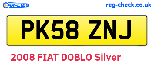 PK58ZNJ are the vehicle registration plates.