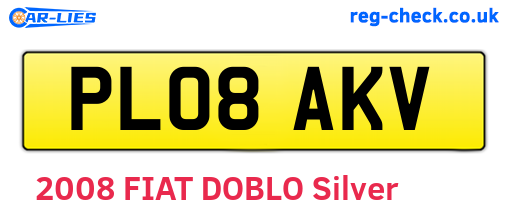 PL08AKV are the vehicle registration plates.