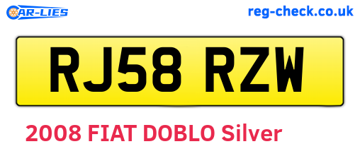 RJ58RZW are the vehicle registration plates.