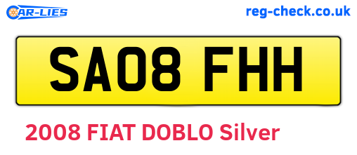 SA08FHH are the vehicle registration plates.
