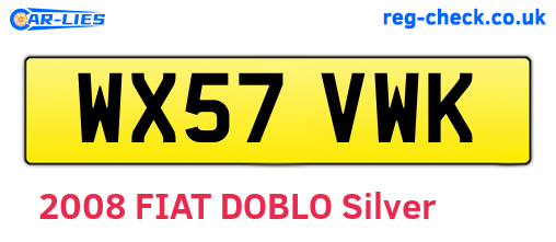 WX57VWK are the vehicle registration plates.