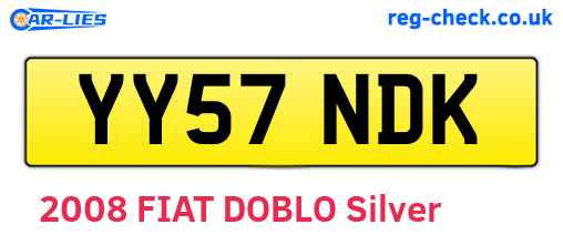 YY57NDK are the vehicle registration plates.