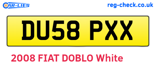 DU58PXX are the vehicle registration plates.