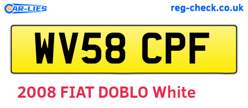 WV58CPF are the vehicle registration plates.