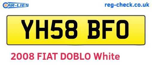 YH58BFO are the vehicle registration plates.