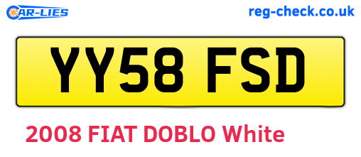 YY58FSD are the vehicle registration plates.