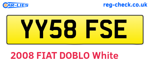 YY58FSE are the vehicle registration plates.
