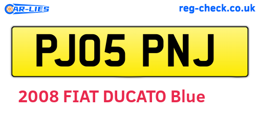PJ05PNJ are the vehicle registration plates.