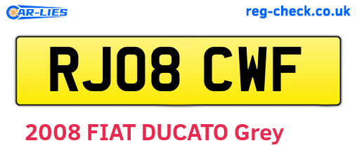 RJ08CWF are the vehicle registration plates.
