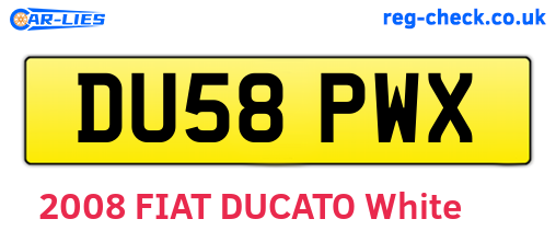 DU58PWX are the vehicle registration plates.