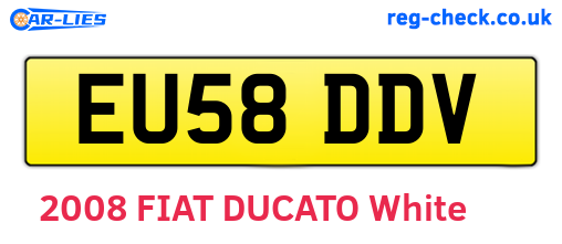 EU58DDV are the vehicle registration plates.