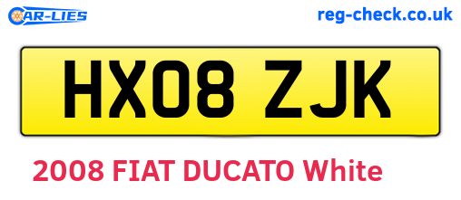 HX08ZJK are the vehicle registration plates.