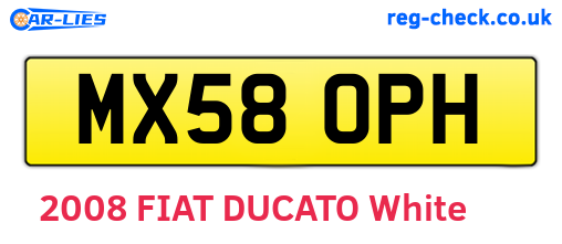 MX58OPH are the vehicle registration plates.