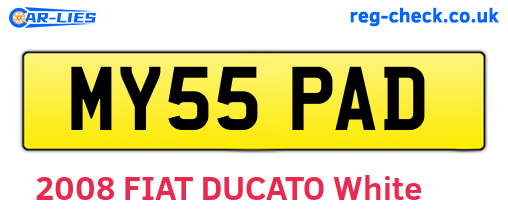 MY55PAD are the vehicle registration plates.