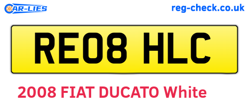 RE08HLC are the vehicle registration plates.