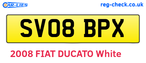 SV08BPX are the vehicle registration plates.